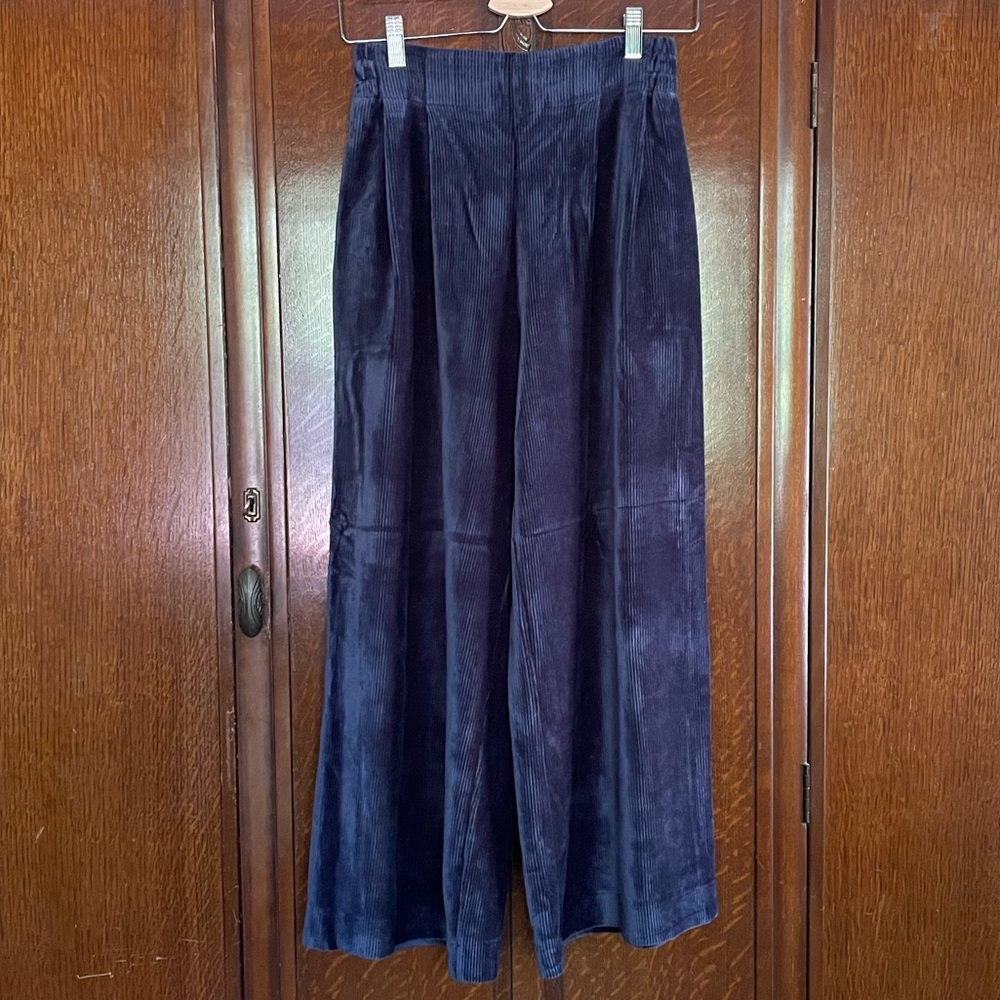 Texture & Thread Pleated Wide-Leg Corduroy Pants